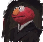 clothed clothing fur male red_body red_fur solo suit winpuss muppets pbs sesame_street elmo humanoid monster muppet bust_portrait digital_media_(artwork) digital_painting_(artwork) hi_res painting_(artwork) portrait