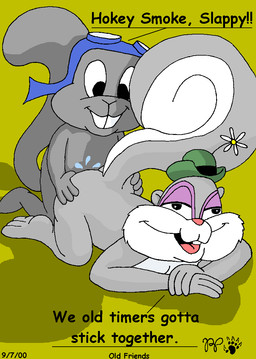 anthro bodily_fluids buckteeth clothing duo eyeshadow eyewear eyewear_on_head female fur genital_fluids goggles goggles_on_head grey_body grey_fur hat headgear headwear makeup male male/female nude nude_female open_mouth pink_nose purple_eyeshadow teeth text tongue young kthanid_(artist) animaniacs jay_ward_productions rocky_and_bullwinkle warner_brothers rocket_j._squirrel slappy_squirrel mammal rodent sciurid tree_squirrel 2000 english_text