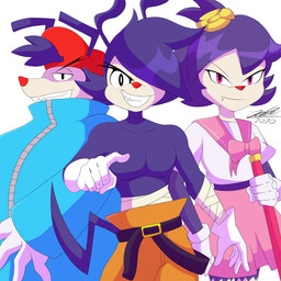 5_fingers anthro clothing fangs female feral fingers fur gesture gloves group hand_gesture handwear male multicolored_body multicolored_fur pink_eyes pointing red_nose sharp_teeth tan_body tan_skin teeth two_tone_body two_tone_fur white_clothing white_gloves white_handwear itisjoidok animaniacs animaniacs_(2020) anime-aniacs hulu warner_brothers dot_warner wakko_warner yakko_warner mammal 1:1 absurd_res hi_res
