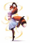 anthro barefoot biped black_nose breasts brown_hair clothed clothing feet female fur hair orange_body orange_fur simple_background solo white_background yellow_eyes goldendruid canid canine fox mammal 2019 digital_media_(artwork) hi_res