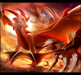 black_bars blue_eyes day detailed_background duo feral hair horn membrane_(anatomy) membranous_wings outside sky spines standing tail teeth wings skaydie european_mythology mythology dragon mythological_creature mythological_scalie scalie western_dragon 2015 digital_media_(artwork) letterbox