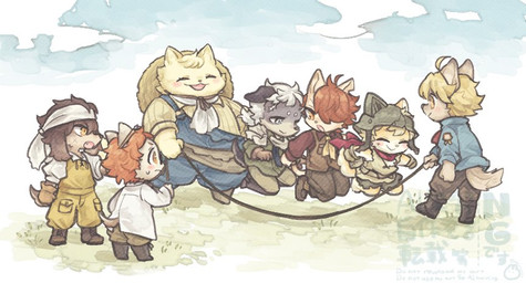 anthro blonde_hair boots brown_body brown_fur chibi clothing eyewear footwear fur glasses grey_body grey_fur group hair jump_rope male morbidly_obese morbidly_obese_anthro morbidly_obese_male obese obese_anthro obese_male overalls overweight overweight_anthro overweight_male playing shoes white_hair young yukinnko22 cyberconnect2 fuga:_melodies_of_steel little_tail_bronx boron_brioche britz_strudel hack_montblanc jin_macchiato kyle_bavarois malt_marzipan socks_million canid canine caninu canis domestic_cat domestic_dog felid feline felineko felis mammal 2026