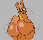 anthro anus balls big_butt bodily_fluids butt genitals huge_butt jersey male musk pink_anus solo sweat sweaty_balls sweaty_butt sweaty_genitalia teapot_(body_type) pelnsfw lagomorph leporid mammal rabbit hi_res