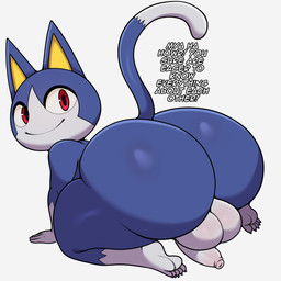 5_toes all_fours anthro backsack balls big_balls big_butt blue_body butt dialogue feet fingers foreskin genitals huge_butt humanoid_genitalia humanoid_penis long_foreskin looking_at_viewer looking_back looking_back_at_viewer male male_anthro nude penis penis_backwards red_eyes simple_background smile smiling_at_viewer solo tail talking_to_viewer text toes unretracted_foreskin white_background white_body white_text matospectoru animal_crossing nintendo rover_(animal_crossing) domestic_cat felid feline felis mammal 1:1 2025 english_text hi_res