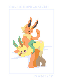 anthro anthrofied ass_up bent_over blush bound butt butt_slap dominant dominant_male duo eyes_closed fur green_tail hands_tied leaf leaf_ears leaf_tail male male/male neck_tuft nude_anthro orange_body orange_fur otk pointy_ears pokemorph punishment reddened_butt simple_background sitting slap smirking_at_partner smirking_dom spank_marks_on_ass spanked_butt spanking submissive submissive_male tail tuft yellow_body yellow_fur nante-p kinktober kinktober_2025 nintendo pokemon eeveelution flareon generation_1_pokemon generation_4_pokemon leafeon pokemon_(species) 2025 animated digital_media_(artwork) frame_by_frame pixel_(artwork) pixel_animation