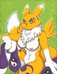 2014 anthro boxice breasts canine digimon female fox gloves happy long_ears looking_at_viewer mammal navel nipples nude renamon sitting smile solo
Rating: Questionable
Score: 9
User: forkU
Date: March 28, 2014