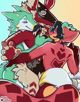 ambiguous_gender ambiguous_penetration anthro collar happy horn hug leash leash_pull leashed_collar looking_at_another looking_pleasured pawpads penetration seductive smile tail tail_tuft tail_wrapped_around tail_wrapped_around_body tuft shinystarshard mythology dragon mantled_beast mythological_creature mythological_scalie scalie sergal absurd_res hi_res