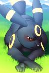 ambiguous_gender cloud day feral grass looking_at_viewer overweight overweight_ambiguous overweight_feral plant sky slightly_chubby solo katahane3 nintendo pokemon eeveelution generation_2_pokemon pokemon_(species) umbreon 2019 2:3 hi_res