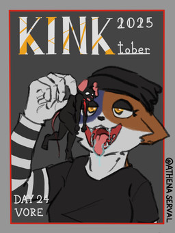 anthro bodily_fluids duo female female/female magazine open_mouth saliva saliva_string size_difference vore athenaserval epic_games fortnite kinktober kinktober_2025 camille_(fortnite) meow_skulls domestic_cat felid feline felis mammal mouse murid murine rodent 2025 3:4 cover hi_res magazine_cover