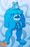 3_toes 5_fingers accessory anthro balls belly belly_markings big_balls big_penis blue_balls blue_body blue_fur blue_glans blue_nipples blue_nose blue_penis body_hair cock_ring darkened_balls darkened_genitalia darkened_glans darkened_nipples darkened_penis feet fingers flaccid foreskin frown fur genitals glans hairy_balls heart_nose heart_symbol humanoid_genitalia humanoid_penis jewelry male markings muscular muscular_anthro muscular_male nipples nude overweight overweight_anthro overweight_male penis penis_accessory penis_jewelry simple_background solo toes guccigarf care_bears grumpy_bear bear mammal ursine digital_media_(artwork) hi_res