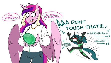 angry animal_noises anthro anthrofied asking asking_another blush bodily_fluids breasts clothed clothed_anthro clothed_female clothing command dialogue don't_touch duo egg extended_sound_effect eyebrows eyelashes fangs feathered_wings feathers female female_anthro hissing horn jewelry name_drop name_in_dialogue necklace onomatopoeia question questioning_tone screaming simple_background sound_effect_variant sound_effects speech_bubble sweat sweatdrop talking_to_another teeth text white_background wings yes-no_question redxbacon friendship_is_magic hasbro my_little_pony mythology princess_cadance_(mlp) queen_chrysalis_(mlp) arthropod changeling_(mlp) equid equine mammal mythological_creature mythological_equine winged_unicorn english_text