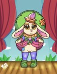 anthro bodily_fluids clothed clothing doll female fur hat headgear headwear plushie upskirt kcn hi-rez_studios paladins_(game) moji_(paladins) animate_inanimate lagomorph leipori leporid mammal rabbit