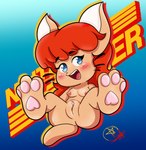 anthro blue_eyes breasts brown_body butt female genitals hair magazine nipples nude pawpads paws pussy red_hair retro smile smiling_at_viewer solo spread_legs spreading tail young mirashefreak03 nintendo nintendo_power susie_(nintendo_power) felid feline mammal absurd_res hi_res