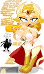 anthro big_breasts blonde_hair blue_eyes bodily_fluids boots breasts cape cleavage cleavage_overflow clothed clothing cosplay countershading cute_fangs dress eyebrows eyelashes fangs female footwear fur gun hair humor long_hair long_tail looking_at_viewer narrowed_eyes nervous_sweat ninja open_mouth panties pink_tongue price price_tag pupils ranged_weapon red_cap shoes simple_background sweat sweatdrop tail tan_body tan_countershading tan_skin teeth teeth_showing text thick_eyelashes tongue translucent translucent_clothing translucent_dress underwear warrior weapon white_background white_body white_clothing white_dress white_eyebrows white_fur white_tail yellow_boots yellow_clothing yellow_footwear goatboydraws 4chan bloons_tower_defense masters_of_the_universe mattel netflix ninja_kiwi she-ra_(copyright) she-ra_and_the_princesses_of_power adora_(bloons) she-ra_(she-ra) haplorhine mammal monkey primate absurd_res english_text hi_res reference_image