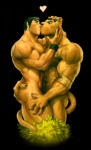 abs anthro biceps butt butt_grab duo fingering fur hand_on_butt heart_symbol hug human_on_anthro interspecies kissing love male male/male muscular muscular_male side_view standing tail yellow_body yellow_fur yellow_skin ephorox felid human mammal