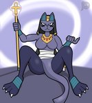 anthro breasts clothed clothing female hair looking_at_viewer solo staff lewdware fakemon game_theory youtube fan_character domestic_cat felid feline felis humanoid mammal neferkiti 2022 colored digital_drawing_(artwork) digital_media_(artwork) hi_res shaded signature video_in_description