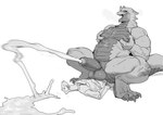 anal anal_orgasm anal_penetration anthro balls bebebebebe big_power_bottom biped blush bodily_fluids breath cum cum_on_ground cum_while_penetrated cumshot dragon duo ejaculation erection genital_fluids genitals hi_res humanoid_genitalia humanoid_penis larger_penetrated male male/male male_penetrated monochrome mythological_creature mythological_scalie mythology orgasm penetration penis power_bottom scalie sex simple_background size_difference small_top_big_bottom sweat tail white_background