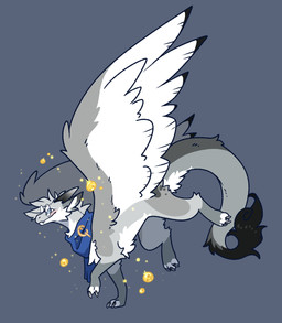 blue_eyes brooch claws dipstick_ears dipstick_feathers dipstick_tail dipstick_toes ear_markings eyewear feathers feral fluffy fur glasses grey_body hair jewelry landing magic magic_user male markings multicolored_ears quadruped round_glasses scarf simple_background solo sparkles spots spotted_markings tail tail_markings teeth honeytongue mythology nixuelle dragon mythological_creature mythological_scalie scalie 2026 absurd_res digital_media_(artwork) hi_res