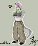 anthro beverage can clothed clothing container female holding_beverage holding_can holding_container holding_object monster_energy_can solo standing tail ueintvrtxxx monster_energy canid canine canis fox hybrid mammal wolf 2025 absurd_res digital_media_(artwork) hi_res