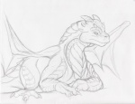 feral male membrane_(anatomy) membranous_wings quadruped simple_background solo tail white_background wings narse dragonheart dragonheart_2 mythology universal_studios drake_(dragonheart) dragon mythological_creature mythological_scalie scalie black_and_white hi_res monochrome sketch