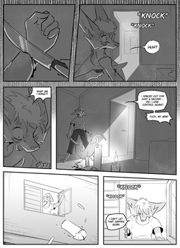 anthro blood bodily_fluids clothed clothing cutting_self inside male profanity self-harm simple_background solo speech_bubble text kifyun2 kif_yppreah canid canine fox mammal absurd_res black_and_white comic english_text hi_res monochrome