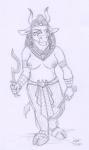 anthro armor bottomwear breasts clothed clothing collar dual_wielding egyptian female front_view headdress holding_melee_weapon holding_object holding_sword holding_weapon khopesh melee_weapon navel nipples pants solo sword tail tail_tuft topless tuft vambrace weapon rabbi-tom bovid bovine cattle mammal 2017 monochrome