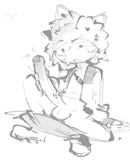 balls big_penis blush clothing erection genitals male masturbation penis sitting solo hachi92828 epic_games fortnite sunspot_(fortnite) humanoid hi_res sketch
