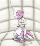 ankle_cuffs anthro bdsm bondage bound cuff_(restraint) diaper feeding_tube female force_feeding forced gag medical_instrument pacifier pacifier_gag padded_room restraints scientific_instrument solo spreader_bar straitjacket carotte666 domestic_cat felid feline felis mammal