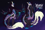 anthro black_body black_fur black_hair blue_markings blue_paws fur hair male markings purple_body purple_eyes purple_fur solo tail wishi_fishi mythology fenrisloxias canid canine canis dragon hybrid mammal mythological_creature mythological_scalie scalie wolf absurd_res hi_res