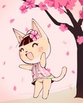 anthro bottomwear casual_exposure cherry_blossom clothed clothing female flower genitals no_underwear outside plant prunus_(flower) pussy skirt solo tail tail_under_skirt upskirt young young_anthro young_female amimalcrossin animal_crossing nintendo katie_(animal_crossing) domestic_cat felid feline felis mammal hi_res