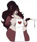 anthro apron apron_only areola big_breasts black_hair breasts cleavage clothed clothing ear_piercing ear_ring female fur grey_areola grey_nipples hair half-closed_eyes huge_breasts kitchen_utensils lips long_hair narrowed_eyes nipples piercing red_body red_fur ring_piercing slightly_chubby slightly_chubby_anthro slightly_chubby_female solo thick_bottom_lip tools whisk white_body white_fur punkinbuu tamei_(mominatrix) ailurid bear giant_panda hybrid mammal red_panda hi_res gynomorph_(lore) trans_(lore) trans_woman_(lore)