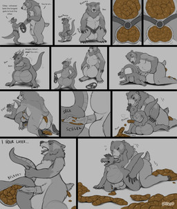 4_fingers 4_toes 5_fingers 5_toes anal anal_penetration anatomically_correct anatomically_correct_genitalia anatomically_correct_penis animal_genitalia animal_penis anthro anthro_on_anthro anthro_penetrated anthro_penetrating anthro_penetrating_anthro anthro_penetrating_male anus arm_markings aroused ball_inflation balls balls_expansion belly belly_inflation big_balls big_belly big_penis biped bladder bladder_bulge bladder_inflation bladder_storage bloated bodily_fluids brown_feces bulging_testicles butt butt_grab cavity_storage cheek_markings cheek_spikes claws close-up coprophilic_intercourse crouching cum cumming_feces cumshot curved_horn dialogue digitigrade doggystyle duo ear_piercing ejaculation erection excessive_feces expansion facial_markings facial_spikes feces feces_bulge feces_everywhere feces_in_ass feces_in_balls feces_in_bladder feces_in_intestines feces_in_penis feces_in_stomach feces_in_testicles feces_in_urethra feces_on_anus feces_on_ass feces_on_balls feces_on_genitals feces_on_ground feces_on_penis feces_pile feet finger_claws fingers fluffy fluffy_tail from_behind_position front_view full_bladder fur fur_markings genital_expansion genital_fluids genitals hair hand_on_butt hand_on_face handpaw head_horn head_markings holding_butt holding_stomach holding_tail horn huge_balls inflation internal internal_anal internal_bladder kneeling knot larger_anthro larger_male leaking leaking_feces leaking_penis long_penis looking_at_another looking_back looking_pleasured male male/male male_anthro male_penetrated male_penetrating male_penetrating_male male_pooping mane mane_hair markings monotone_anus monotone_balls monotone_body monotone_feet monotone_genitals monotone_hair monotone_hands monotone_horn monotone_inner_ear monotone_knot monotone_markings monotone_penis monotone_scales monotone_tail muzzle_(marking) nude on_ground onomatopoeia open_mouth organs orgasm orgasm_face paws penetration penile penile_penetration penis piercing plantigrade pooping pooping_on_dick pooping_on_floor pooping_on_self pooping_while_penetrated pooping_while_penetrating portal portal_device portal_play portal_ring portal_rings profanity raised_tail rear_view scales scaly_tail scat_in_balls scat_in_bladder scat_in_penis scatplay sex sharp_teeth sheath short short_ears short_fur short_hair short_horn short_tail side_view simple_background size_difference slightly_chubby slightly_chubby_anthro slightly_chubby_male small_balls small_ears small_horn small_tail smaller_anthro smaller_male smaller_penetrated smooth_horn snout snout_markings sound_effects spikes spikes_(anatomy) standing swelling tail tall teeth text thick_penis thick_tail thinking_with_portals three-quarter_view toe_claws toes tongue unusual_bodily_fluids unusual_cum unusual_genital_fluids urethral ursine_ears ursine_genitalia ursine_penis vein veiny_penis oddbird kuruk_(character) messykobold bear brown_bear grizzly_bear kobold mammal reptile scalie ursidae ursine 2026 absurd_res comic digital_drawing_(artwork) digital_media_(artwork) english_text hi_res monochrome multiple_scenes sketch