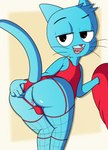 anthro anus butt clothing clothing_aside femboy looking_back male solo underwear underwear_aside wide_hips young young_anthro limettin cartoon_network the_amazing_world_of_gumball gumball_watterson domestic_cat felid feline felis mammal absurd_res hi_res