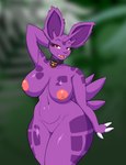 absurd_res anthro areola big_breasts breasts claws collar crossgender female generation_1_pokemon genitals hi_res horn looking_at_viewer luxury_ball mtf_crossgender nidoran nidoran♂ nintendo nipples nude pokeball pokeball_collar pokemon pokemon_(species) pussy sanfingulipunrapin solo standing thick_thighs wide_hips