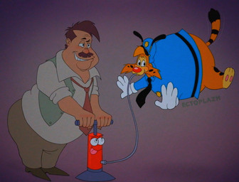 air_inflation air_pump anthro clothed clothing duo hose hose_inflation inflation male male/male ectoplazm bonkers_(series) bonkers_d._bobcat lucky_piquel bobcat felid feline human lynx mammal