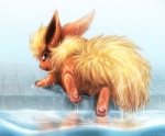 ambiguous_gender butt dripping feral fluffy fur gasp paws solo swimming_pool tail water wet kikariz nintendo pokemon eeveelution flareon generation_1_pokemon pokemon_(species)