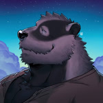 anthro big_muscles black_body black_countershading black_fur black_nose brown_clothing brown_shirt brown_topwear clothing countershade_torso countershading facial_markings fur grey_body grey_fur head_markings male markings mask_(marking) muscular muscular_male shirt side_view sky smile solo star starry_sky topwear wind bearwivme echo_(series) echo_project the_smoke_room nikolai_krol badger european_badger mammal meles mustelid musteline 1:1 2022 animated bust_portrait no_sound portrait short_playtime webm