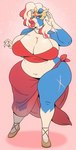 anthro big_breasts blue_body blue_fur bra breasts cleavage clothed clothing curvy_figure female footwear fur huge_breasts huge_thighs lips looking_at_viewer mature_female narrowed_eyes overweight overweight_anthro overweight_female red_lips scar shoes smile solo standing thick_lips thick_thighs underwear voluptuous galacticgoodie nintendo pokemon canid crowned_sword_zacian generation_8_pokemon legendary_pokemon mammal pokemon_(species) zacian hi_res