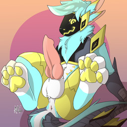 animal_genitalia animal_penis anthro anus canine_genitalia canine_penis genitals knot lying machine male pawpads paws penis protogen_visor screen screen_face sheath simple_background solo audiagoxf festive_winter protogen 1:1 absurd_res hi_res