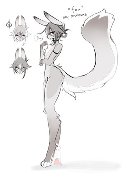 4_toes anthro armband big_tail black_choker black_jewelry black_necklace black_nose black_text chest_tuft choker feet femboy fluffy fluffy_tail fur grey_body grey_fur grey_hair hair jewelry male musical_note musical_symbol necklace pink_eyes side_view simple_background solo speech_bubble standing symbol tail text toes tuft white_background white_body white_fur mikosi mikosi_(oc) canid canine fox mammal 2025 colored_sketch english_text headshot_portrait hi_res portrait sketch nonbinary_(lore)