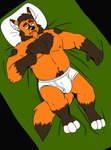 2024 anthro barefoot beard bed biceps biped black_background black_eyes black_nose body_hair briefs briefs_only brown_body brown_fur bulge canid canine chest_hair clothed clothing detailed_bulge facial_hair feet fur furniture genital_outline goatee green_sheets heyitscousindave hi_res male male_anthro mammal mature_male musclegut muscular nipples on_bed open_mouth orange_body orange_fur pecs penis_outline pillow pubes reclining sharp_teeth simple_background slightly_chubby solo teeth teeth_showing tighty_whities tired tired_eyes tongue_showing topless underwear underwear_only white_body white_briefs white_clothing white_fur white_pillow white_underwear