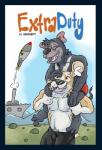 anthro aubry blue_border border brokowski bulge canid canine canis carrying_another clothed clothing comic cover cover_art cover_page dasyurid dasyuromorph domestic_dog duo english_text herding_dog male male/male male_on_bottom male_on_top mammal marsupial missile nipples on_bottom on_shoulders on_top on_top_of open_mouth parody pastoral_dog seaman_hardy sharp_teeth ship slightly_chubby smile tasmanian_devil teeth text tight_clothing topless vehicle watercraft welsh_corgi whiskers