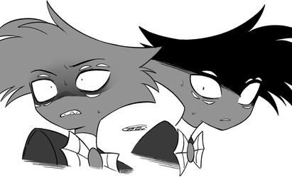 anthro clothed clothing expressions male multi_eye solo enaic31 hazbin_hotel hellaverse arackniss_(hazbin_hotel) arachnid arthropod demon spider bust_portrait hi_res monochrome portrait