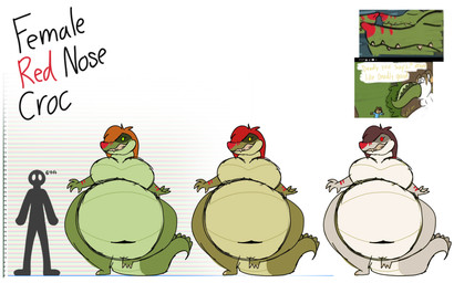 albino anthro belly big_belly big_breasts bloated breasts brown_hair curvy_figure deep_navel eyelashes featureless_breasts feet female green_body hair huge_belly huge_breasts larger_female navel nude orange_hair overweight overweight_anthro overweight_female red_eyes red_hair red_nose_horn scales sharp_teeth simple_background size_difference smile solo tail teeth thick_thighs voluptuous voluptuous_anthro voluptuous_female vore white_body wide_hips jayme_universe crocodile crocodilian reptile scalie digital_media_(artwork) hi_res model_sheet
