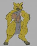 3_toes anthro clothed clothing feet female leather purple_eyes scar simple_background solo toes wounded tartaurus shoni hyena mammal spotted_hyena 4:5 absurd_res hi_res