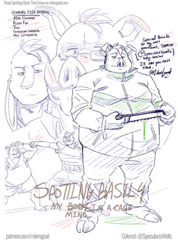 anthro barefoot blood bodily_fluids bottomwear clothed clothed_anthro clothed_male clothing eyewear feet fur glasses group hair hooves jacket male navel overweight overweight_anthro overweight_male pants punch saw shirt standing tank_top text tools topwear tusks wearing_glasses mikrogoat abe_(mikrogoat) basil_(mikrogoat) laguna_(mikrogoat) russet_(mikrogoat) domestic_cat domestic_pig felid feline felis lagomorph leporid mammal rabbit suid suine sus_(pig) wild_boar english_text hi_res url