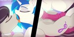 abstract_background belt choker dildo duo eyes_closed female female/female feral french_kissing jewelry kissing lying necklace sex_toy strapon parabellumpony friendship_is_magic hasbro my_little_pony octavia_(mlp) vinyl_scratch_(mlp) equid equine horse mammal pony 2:1 absurd_res hi_res
