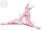 anthro anus backsack balls bedroom_eyes eyelashes eyeshadow femboy genitals logo looking_at_viewer looking_back lying makeup male narrowed_eyes on_front perineum seductive simple_background solo y_anus rileymorningstar lagomorph leporid mammal rabbit artist_logo artist_name hi_res