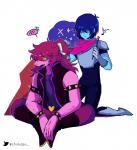 anthro blush clothed clothing duo female hair male simple_background white_background chokaso deltarune undertale_(series) kris_(deltarune) susie_(deltarune) human mammal reptile scalie 2019 digital_media_(artwork) hi_res