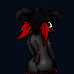 alex_mizer anthro bubble_butt butt fur genitals horn looking_at_viewer male male_anthro nude smile solo tail midnightbatizer bovid caprine caprine_demon demon goat goat_demon mammal 1:1 digital_media_(artwork)